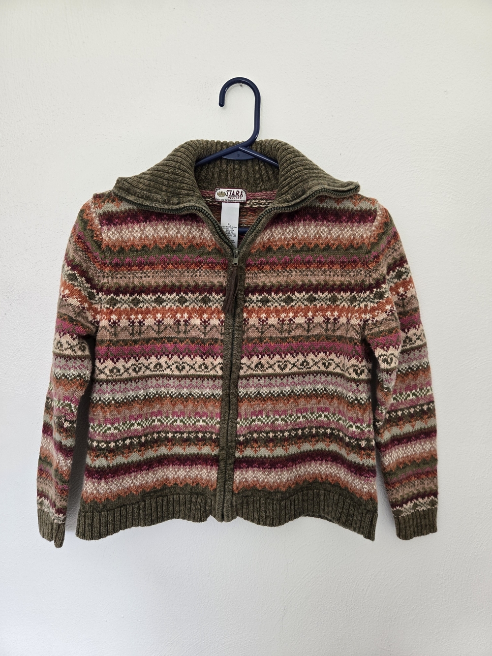 Tiara Olive Multicolor Fair Isle Zip Cardigan